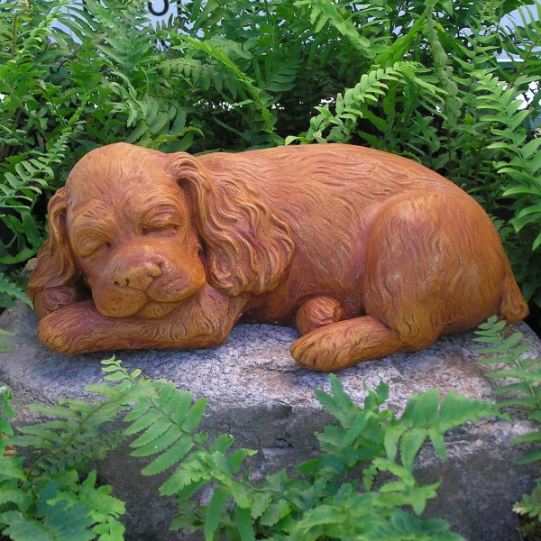 Dog Statue for outdoor use Spaniel Puppy Sleeping Dog Sculpture